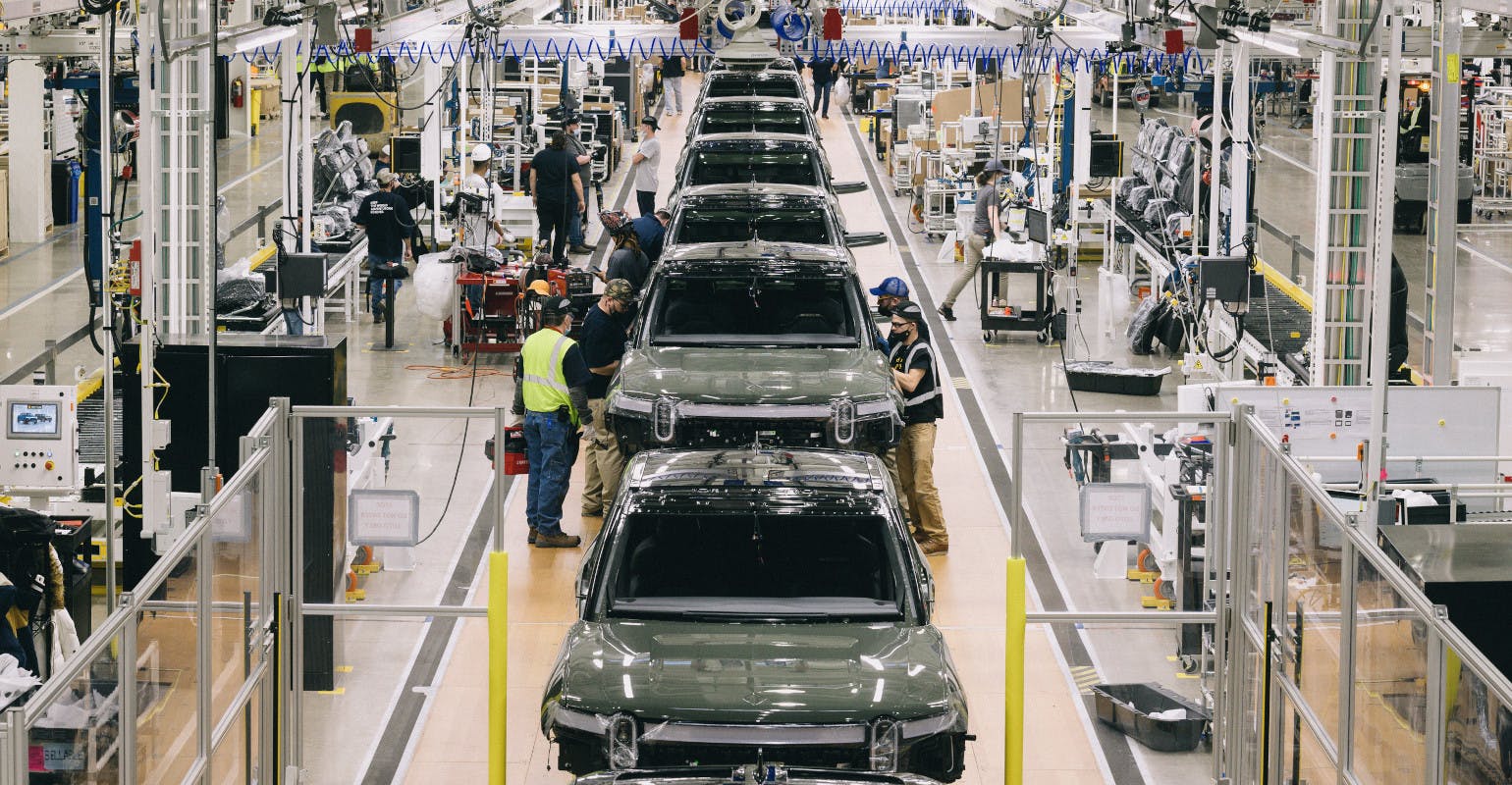 Rivian R1 e-SUV assembly, Normal, Illinois.