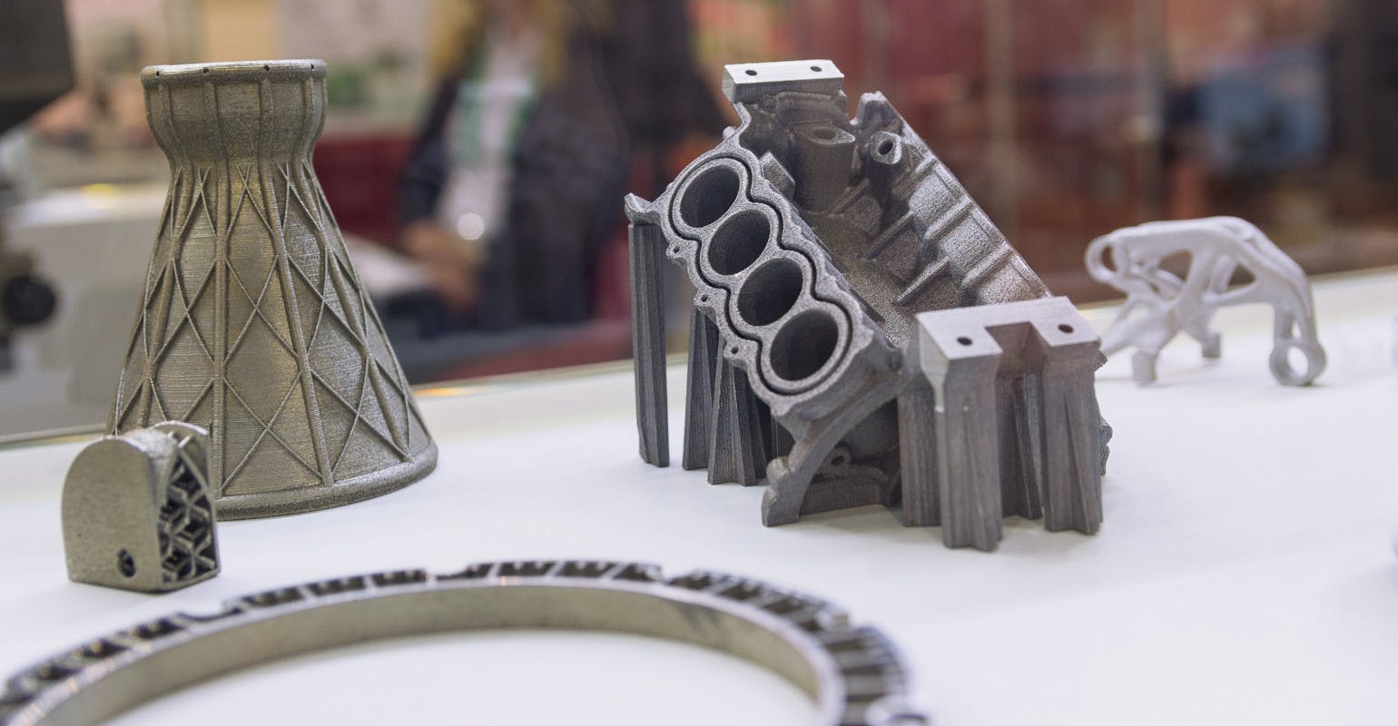 Sample metal parts produced by 3DP.