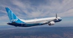 Boeing 737 MAX-10 in flight. Boeing 737 MAX-10 in flight.