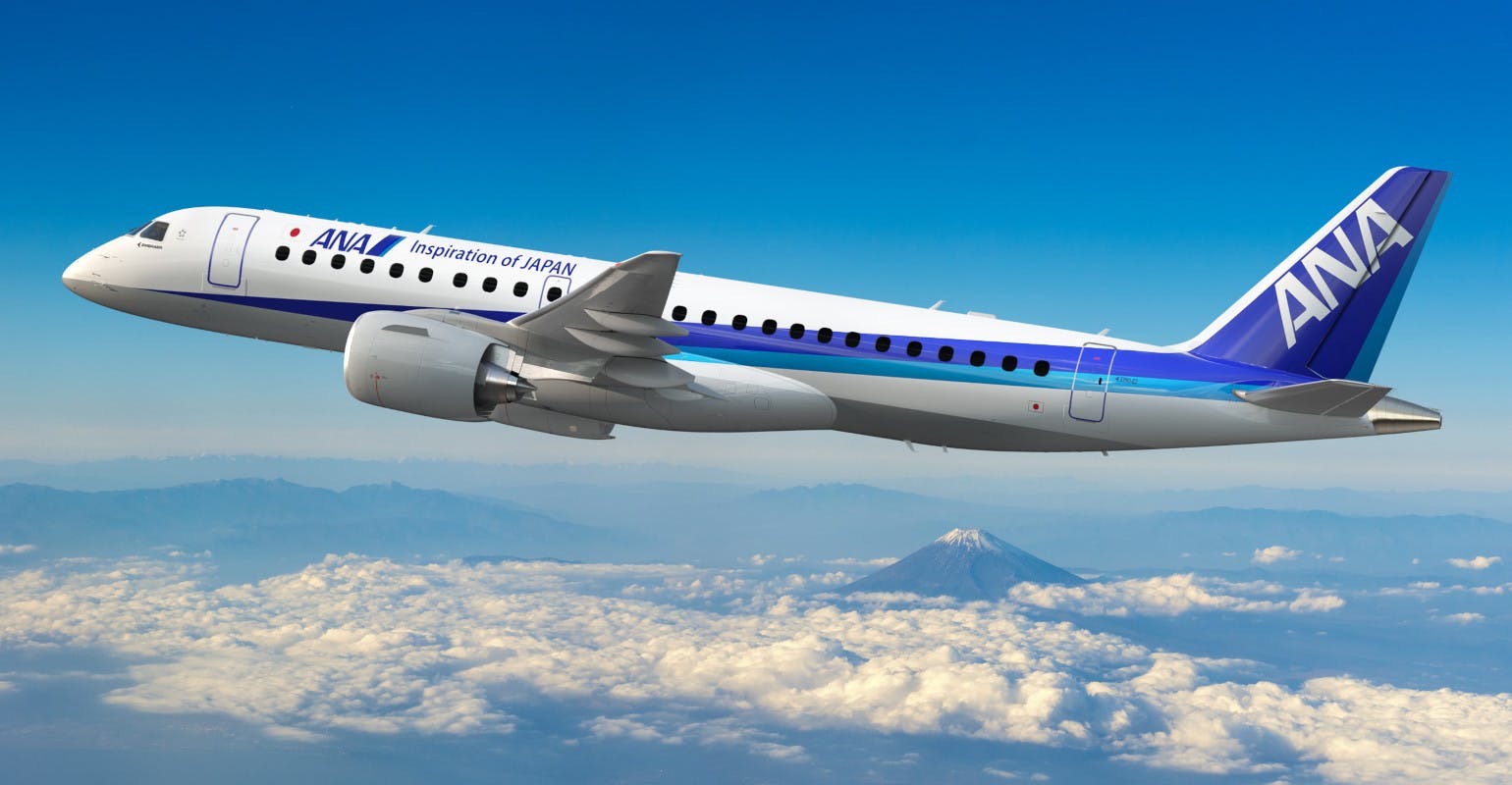 Embraer E-Jet E190-E2 illustrated in ANA livery.