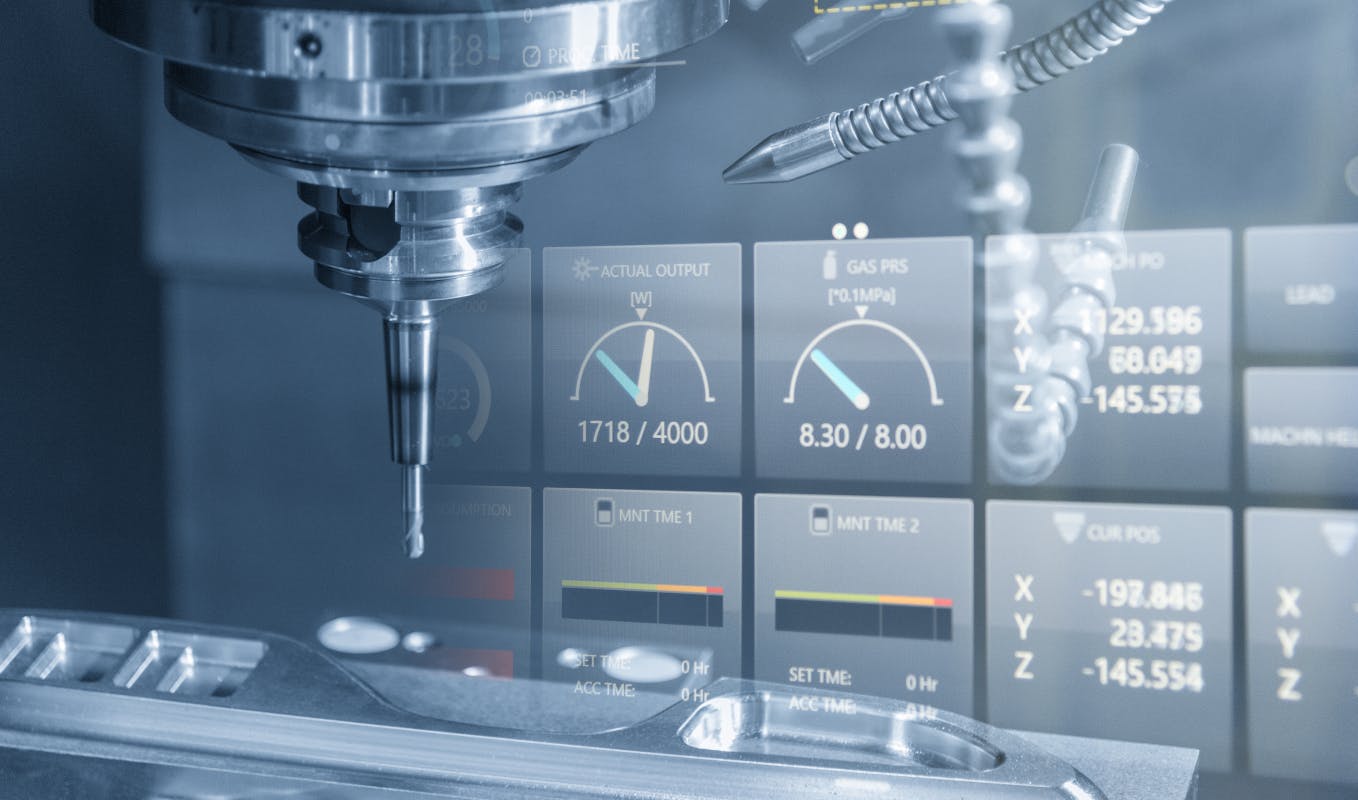 The end-mill tool and CNC milling of a mold part.