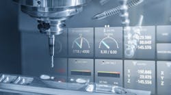 The end-mill tool and CNC milling of a mold part. The end-mill tool and CNC milling of a mold part.