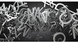 Metallic random letters floating on a dark background. Metallic random letters floating on a dark background.