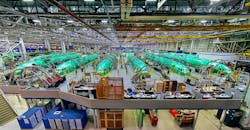Spirit AeroSystems fuselage assembly. Spirit AeroSystems fuselage assembly.