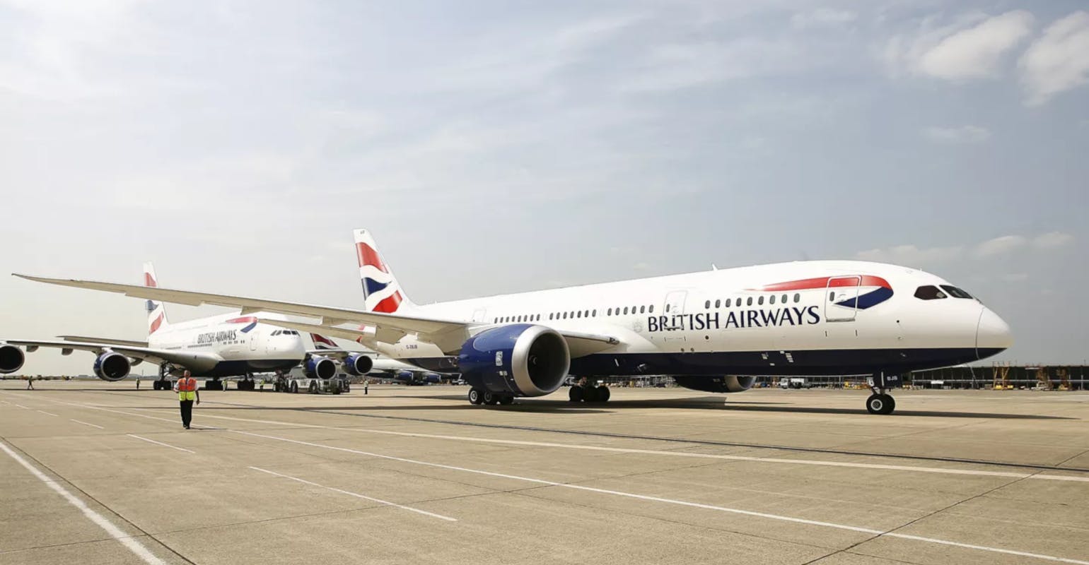 British Airways Airbus A330 (left) and Boeing 787 Dreamliner (right.)