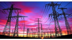 Transmission towers and electrical substation, at sunset. Transmission towers and electrical substation, at sunset.
