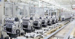 Automated assembly line for automotive engines. Automated assembly line for automotive engines.