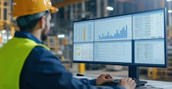 Tracking software dashboard at a work site with real-time updates. Tracking software dashboard at a work site with real-time updates.