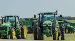 John Deere farm tractors and equipment.