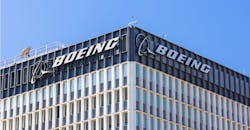 Boeing manufacturing facility, with logo. Boeing manufacturing facility, with logo.