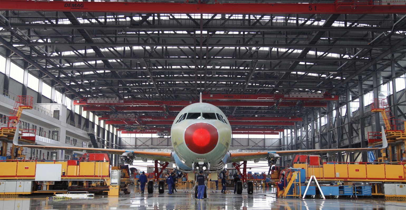 Airbus A320 series final assembly line, Tianjin, China.
