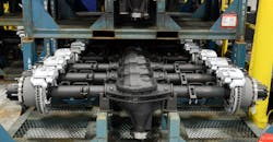 AAM’s Three Rivers, Mich., plant produces front and rear axles, steering linkages, and AAM’s EcoTrac all-wheel drive system. AAM’s Three Rivers, Mich., plant produces front and rear axles, steering linkages, and AAM’s EcoTrac all-wheel drive system.