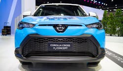 Toyota Corolla Cross H2 concept vehicle on display in March 2023. Toyota Corolla Cross H2 concept vehicle on display in March 2023.