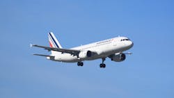 An Airbus A320 in flight in Air France livery An Airbus A320 in flight in Air France livery