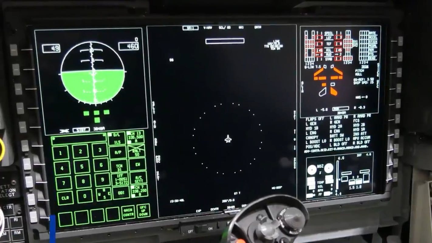 Boeing F/A-18 Super Hornet Block III touchscreen display.