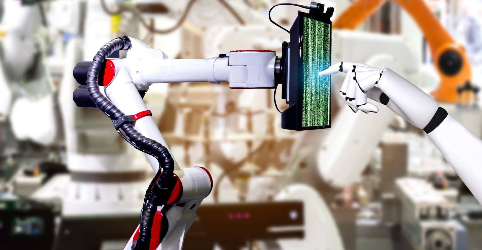 Concept illustration of AI in manufacturing.