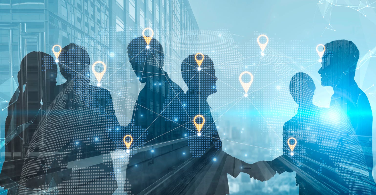 Global logistics network and international business supply chain connections.