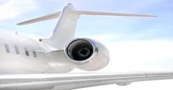 Jet engine on a Bombardier Global private jet. Jet engine on a Bombardier Global private jet.