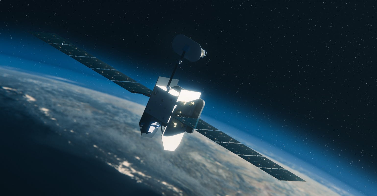Artist&rsquo;s rendering of Boeing / Millennium Space Systems mid-class spacecraft, Resolute, designed for government and commercial use for multi-orbit missions.