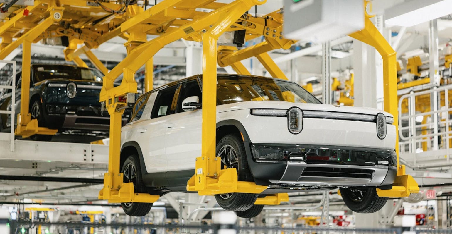 Rivian R2 mid-sized electric SUV production at Normal, Ill.