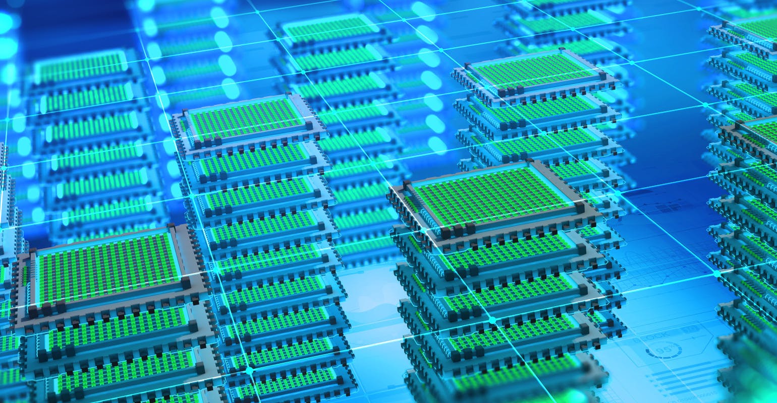 Concept illustration for futuristic data center.