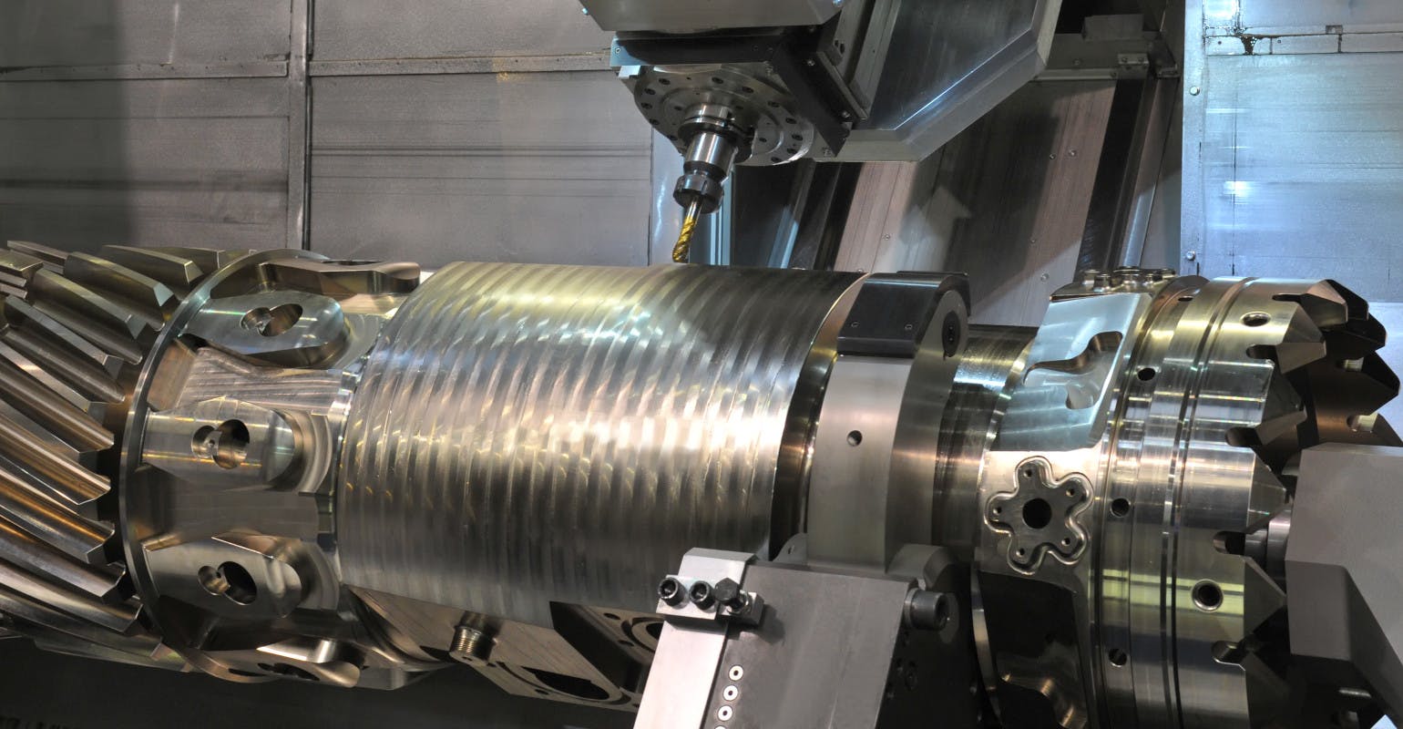 CNC lathe operation.