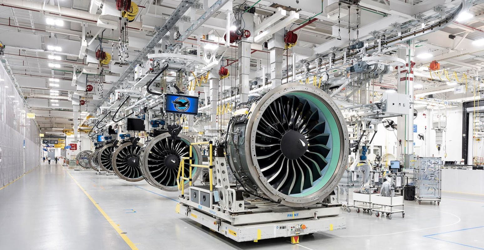 GTF geared-turbofan engines at P&W Middletown, Conn.