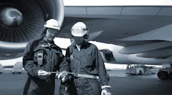 Engineers and airliner.
