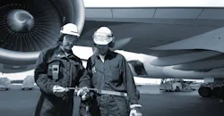 Engineers and airliner.