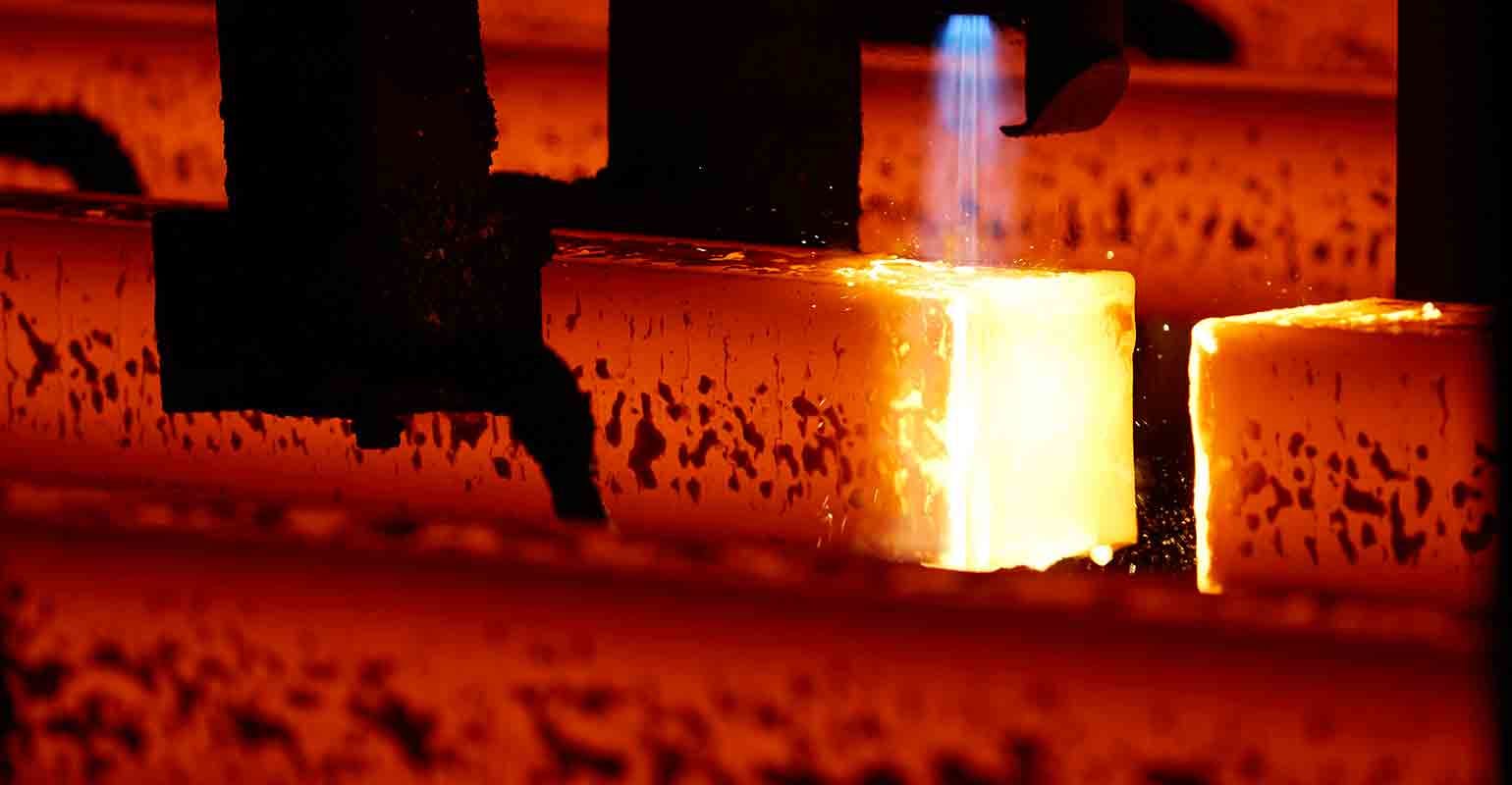 Cast steel billet, close-up.