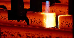 Cast steel billet, close-up.