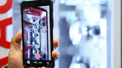 Smartphone, CNC machine close-up